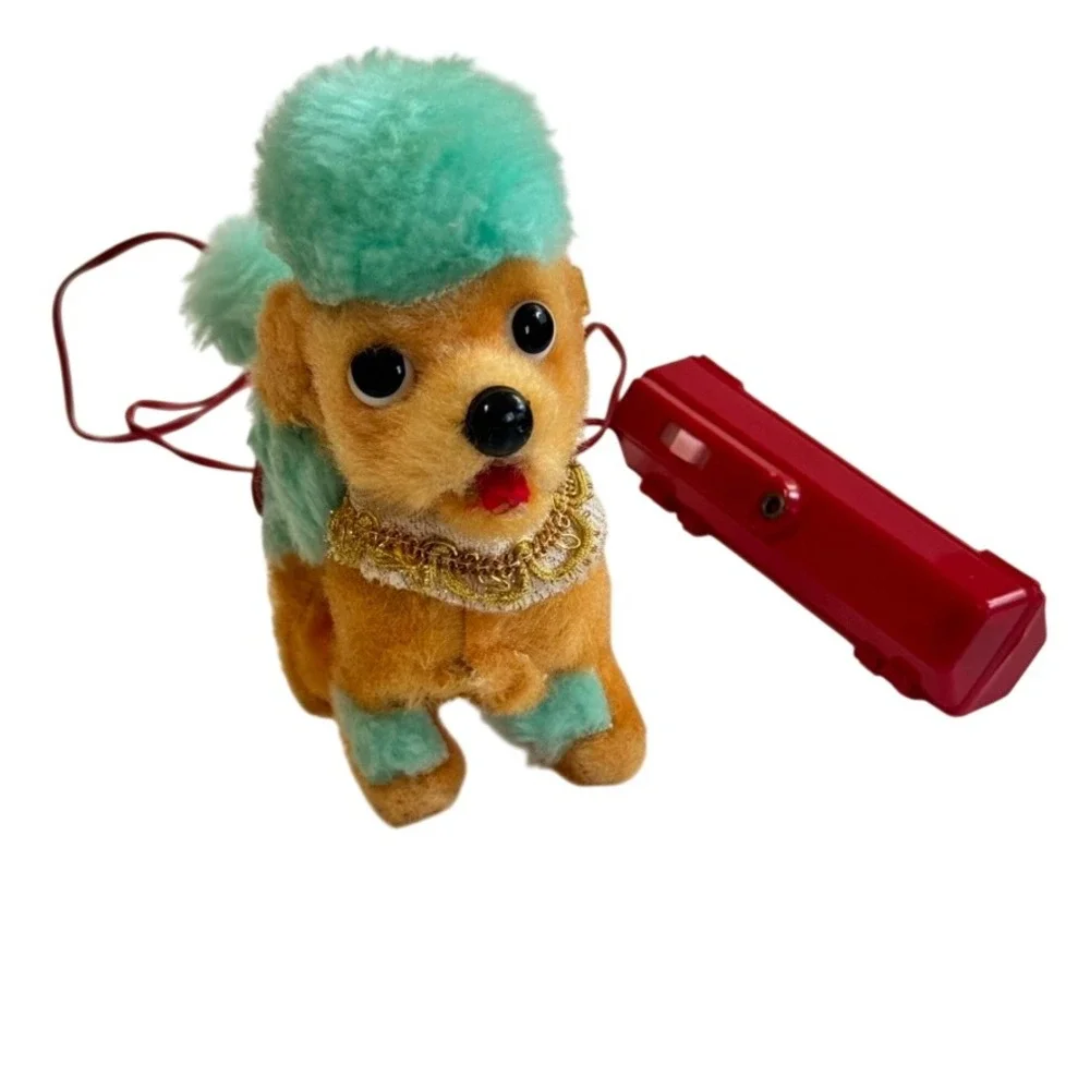 VTG Tiny French Poodle Battery Operated Controlled Toy Plush Animal Japan Rare